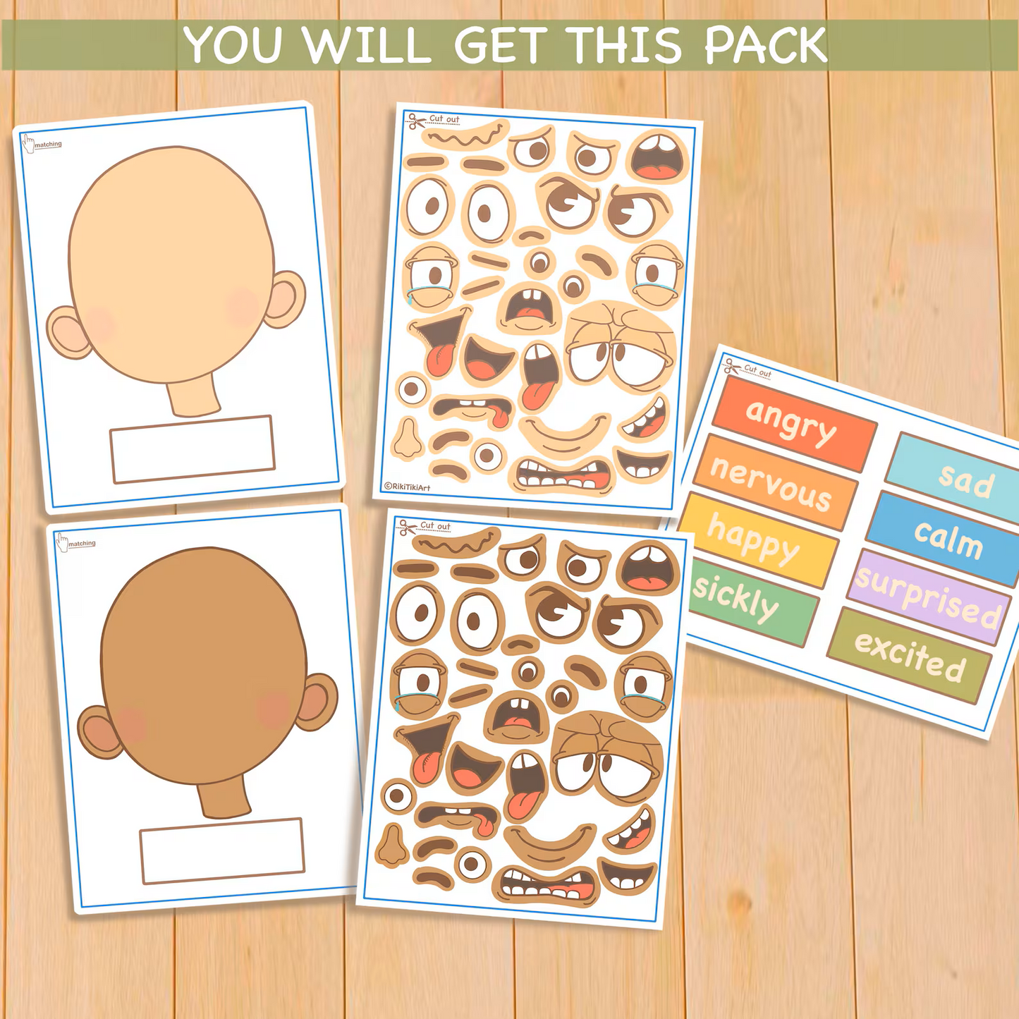 Emotions Toddler Activities, Printable Montessori Materials, Kindergarten Homeschool Preschool Learning Folder