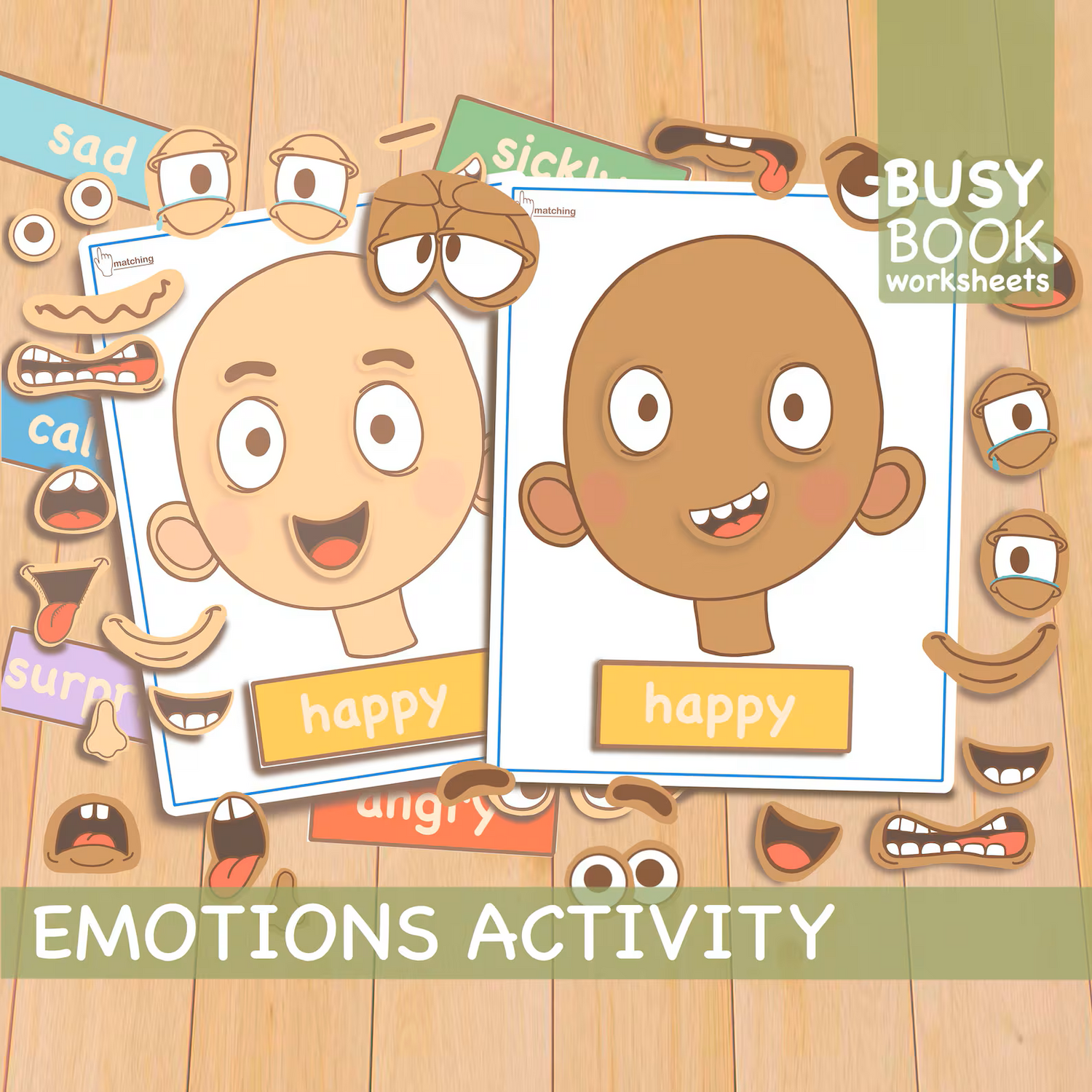 Emotions Toddler Activities, Printable Montessori Materials, Kindergarten Homeschool Preschool Learning Folder