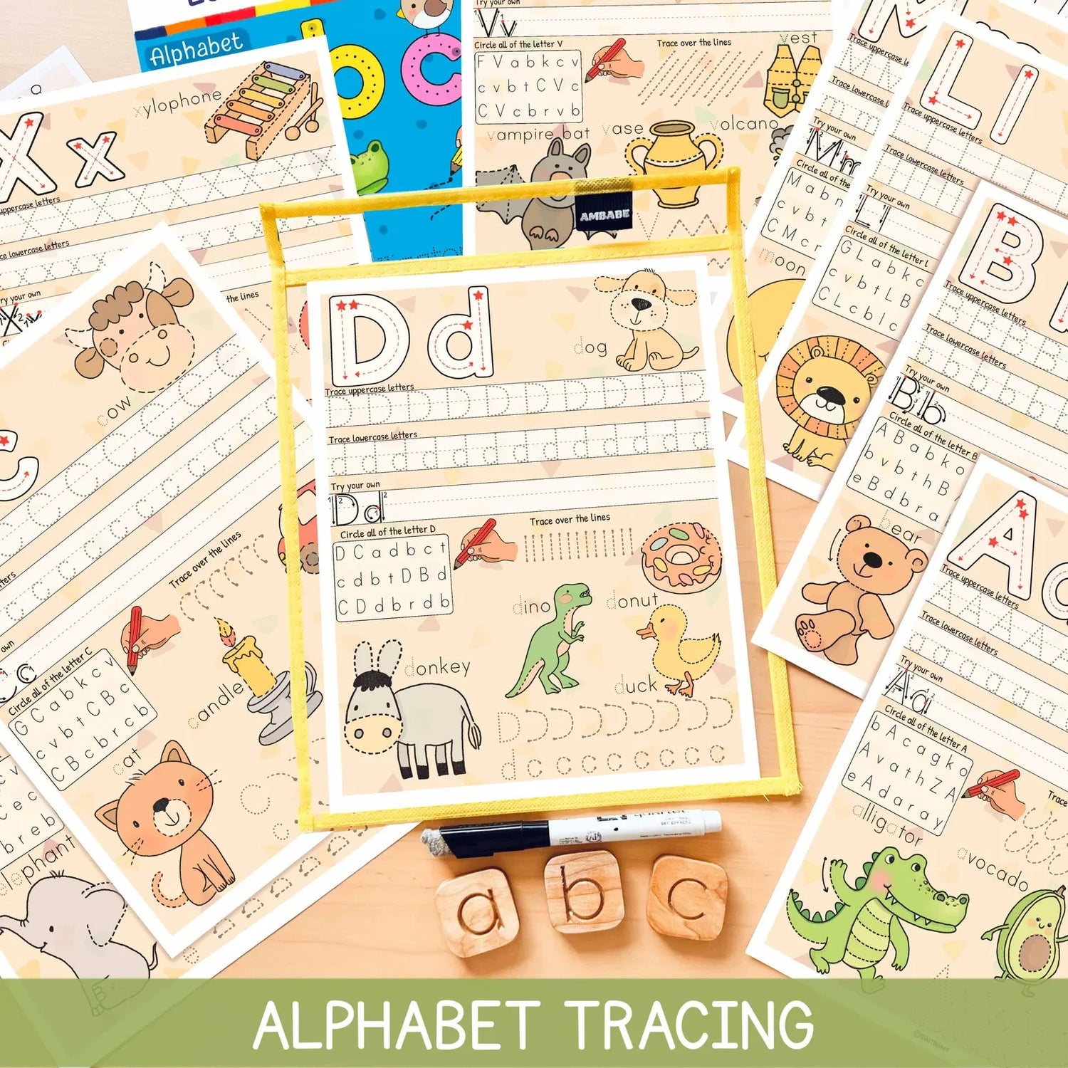 Alphabet Tracing Worksheets Color ABC Tracing for Kids Alphabet Worksheets Letter Handwriting Practice Printable Preschool Worksheets