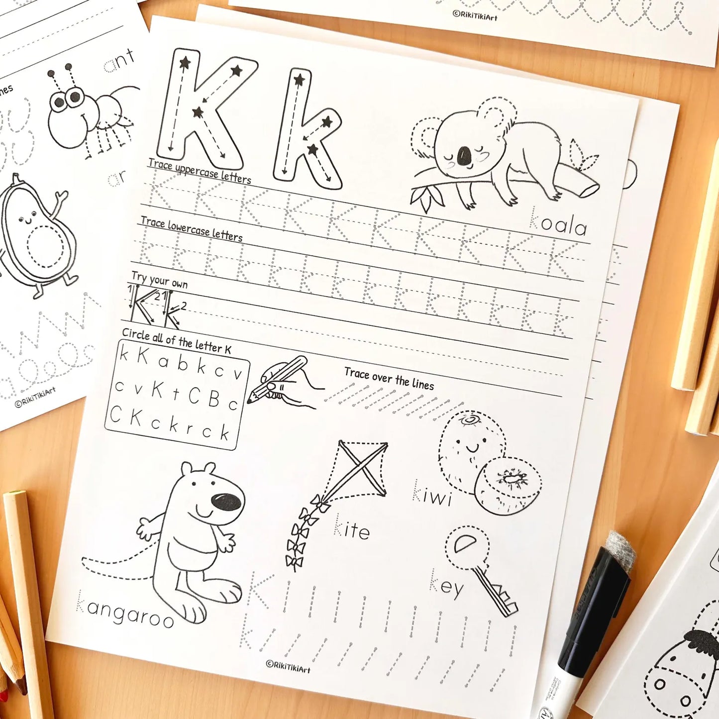Alphabet Tracing Worksheets Kindergarten Pre-K Preschool ABC Tracing Book Printable Alphabet Activity Book Letter Handwriting Practice
