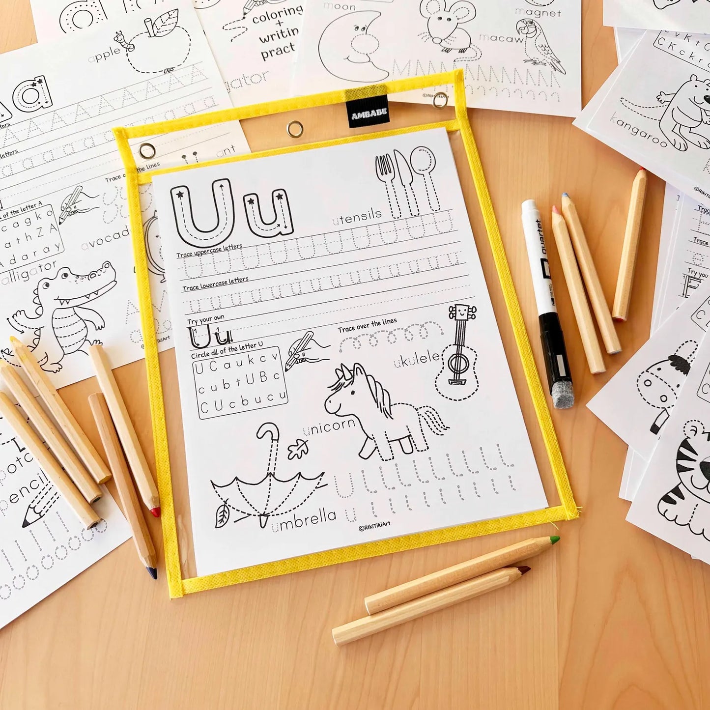 Alphabet Tracing Worksheets Kindergarten Pre-K Preschool ABC Tracing Book Printable Alphabet Activity Book Letter Handwriting Practice