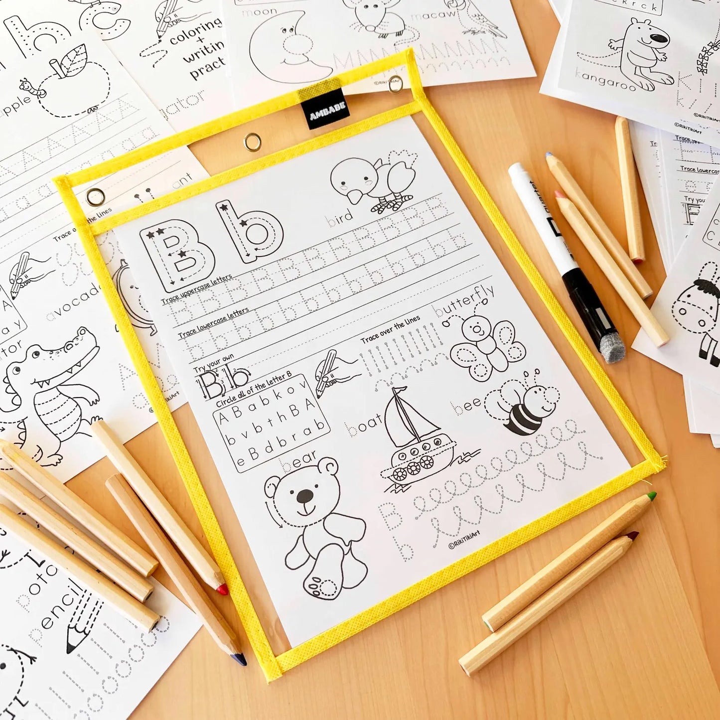Alphabet Tracing Worksheets Kindergarten Pre-K Preschool ABC Tracing Book Printable Alphabet Activity Book Letter Handwriting Practice